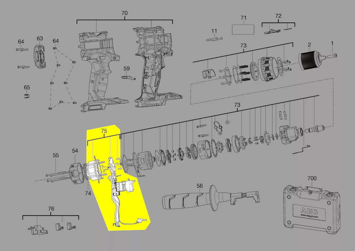 interrupteur variateur + stator réf. 4931465730 AEG